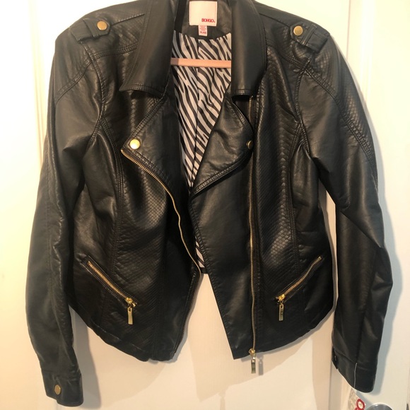 NWT Bongo Black Faux Leather Moto Jacket - Picture 2 of 11